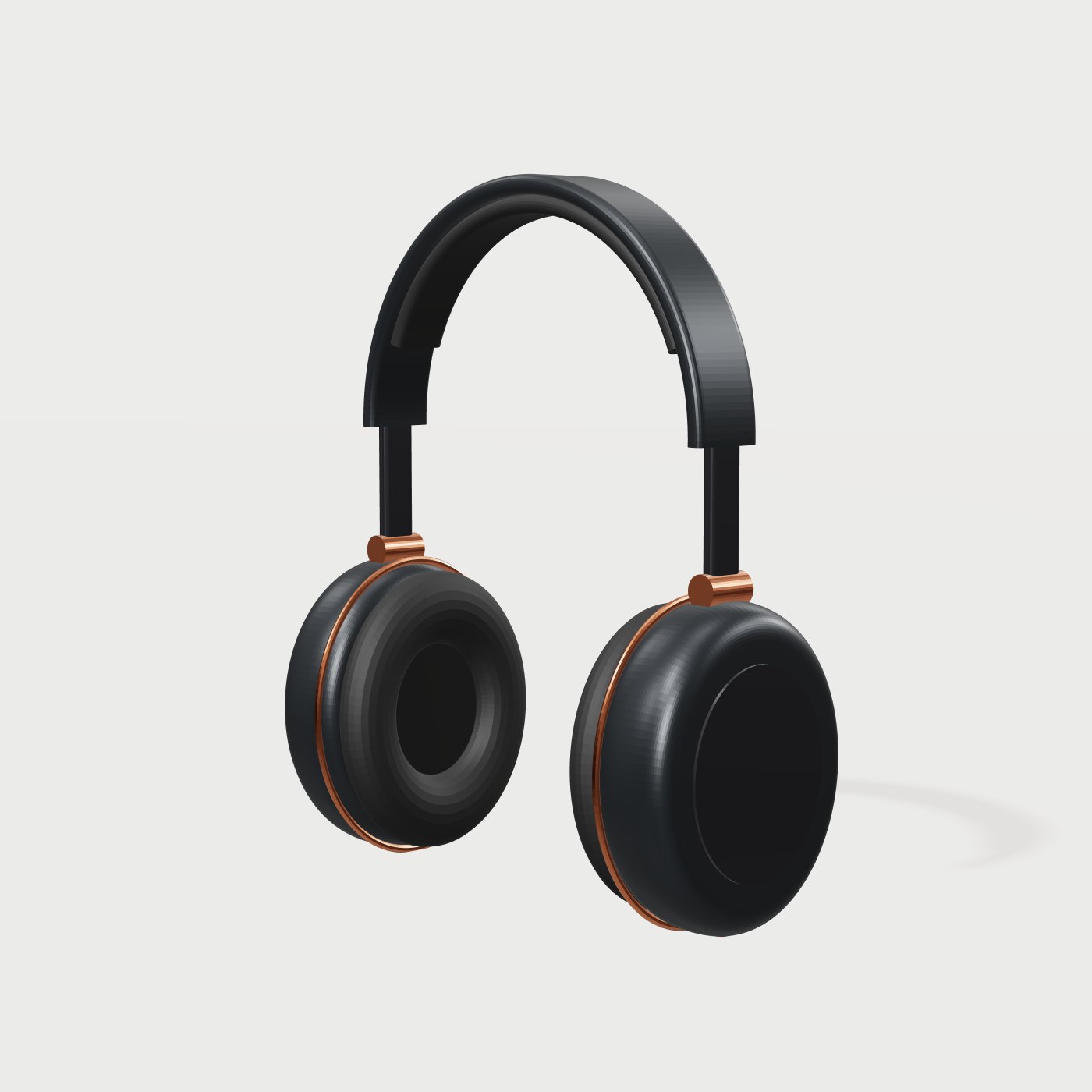 Norn One wireless headphones in graphite with copper details, on a light grey background.